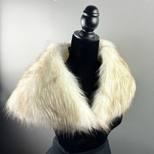 Iman Faux Fur Interchangeable White Brown Wedding Engagement Collar - 36…